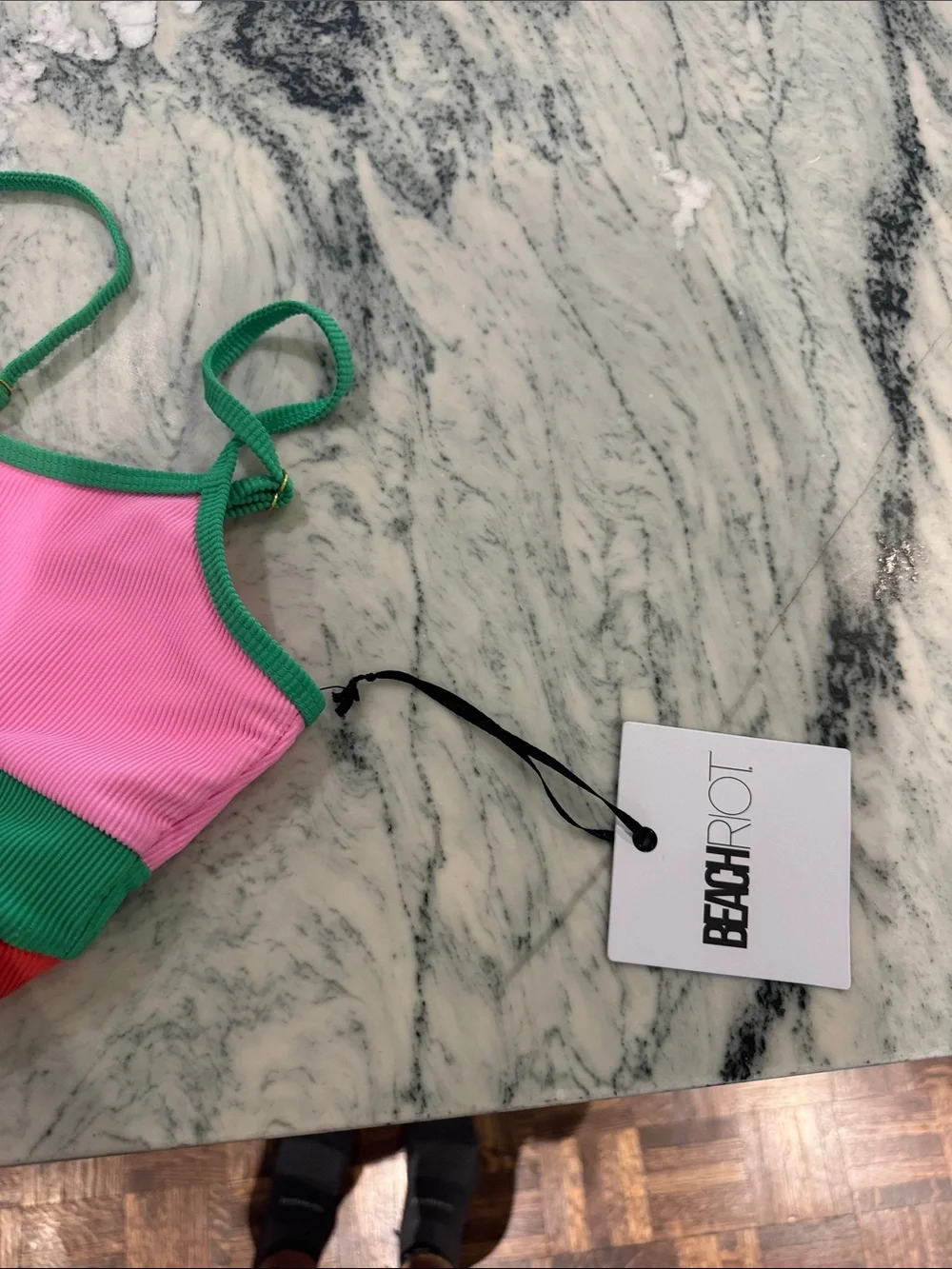 Beach Riot Pink, Green & Red Colorblock Girls' Bikini Set